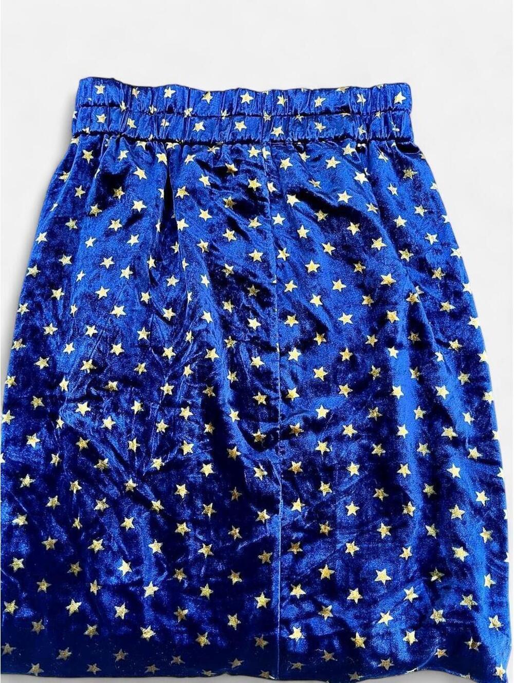 J.Crew Blue Velvet Star Print Skirt Medium